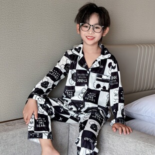 男童睡衣金丝绒套装秋冬款2025新款儿童男孩大童秋季感家居服