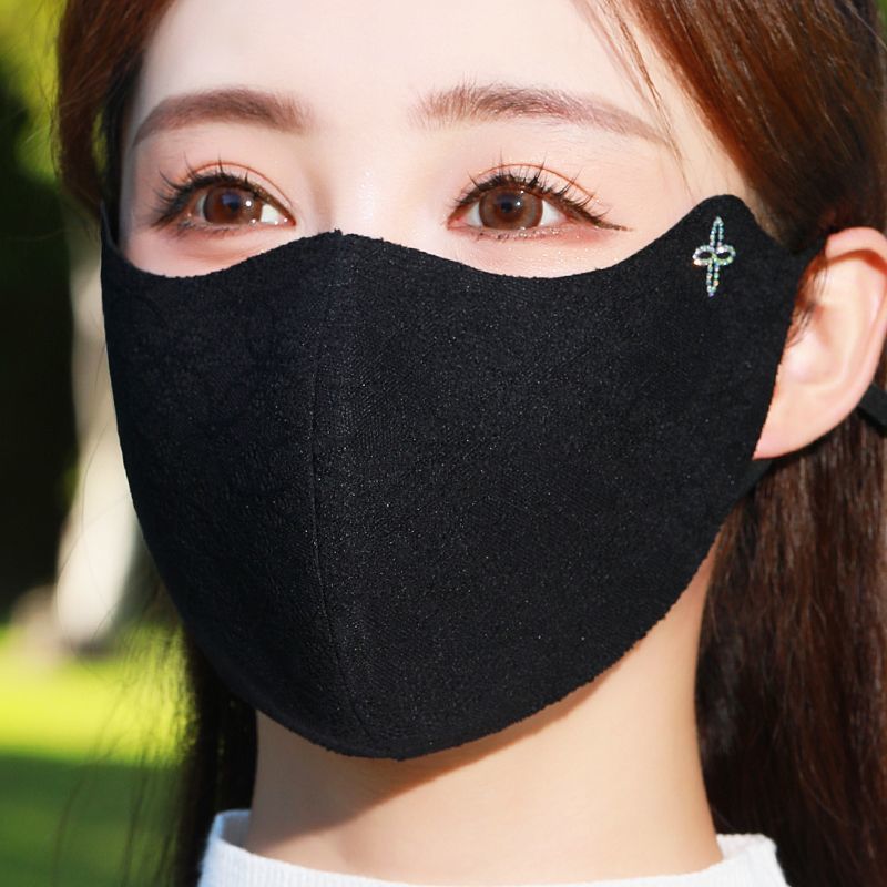 2025新款秋冬保暖蕾丝口罩女高颜值骑行防风防寒透气面罩护眼角