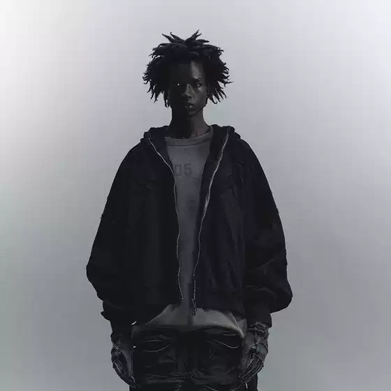 D5OVE Structure Zipper Face Mask Hoodie - Contact Black