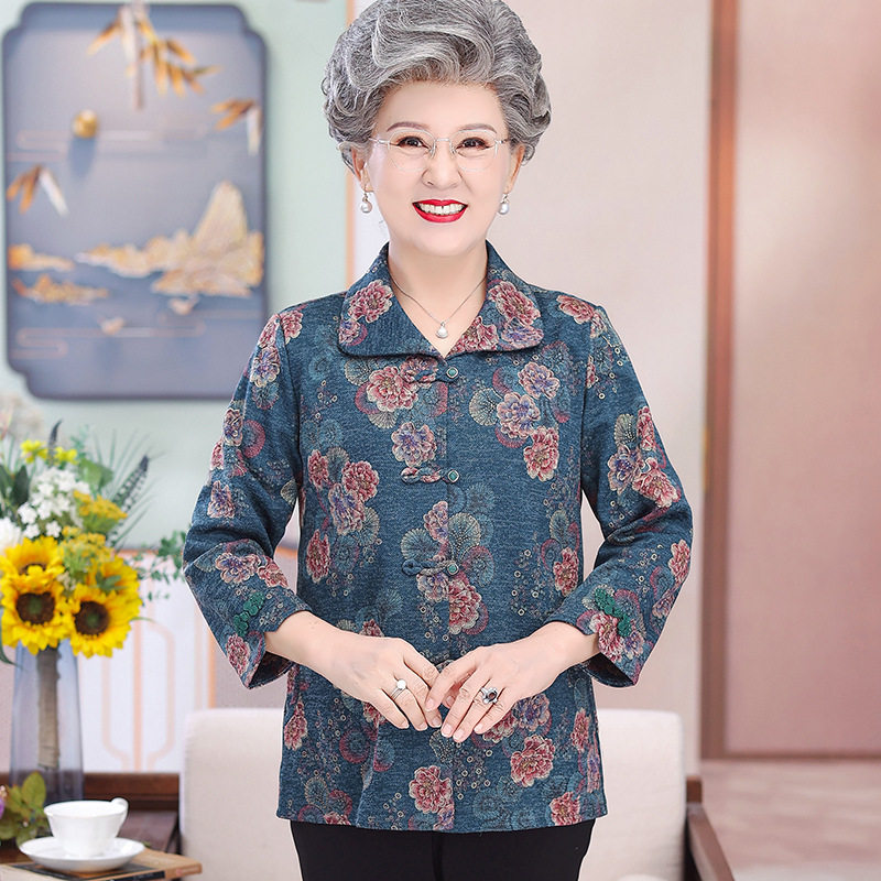 中老年人女装长袖衬衫60