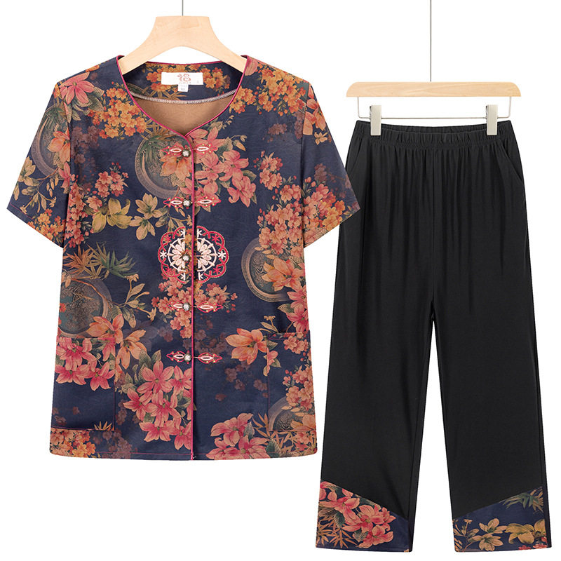 中老年人夏装两件套女妈