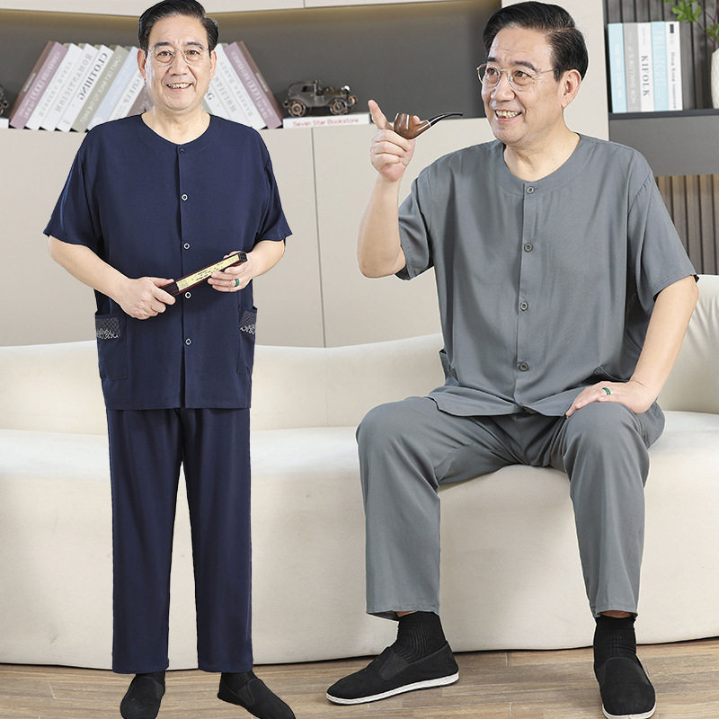 中老年人男装夏季短袖长
