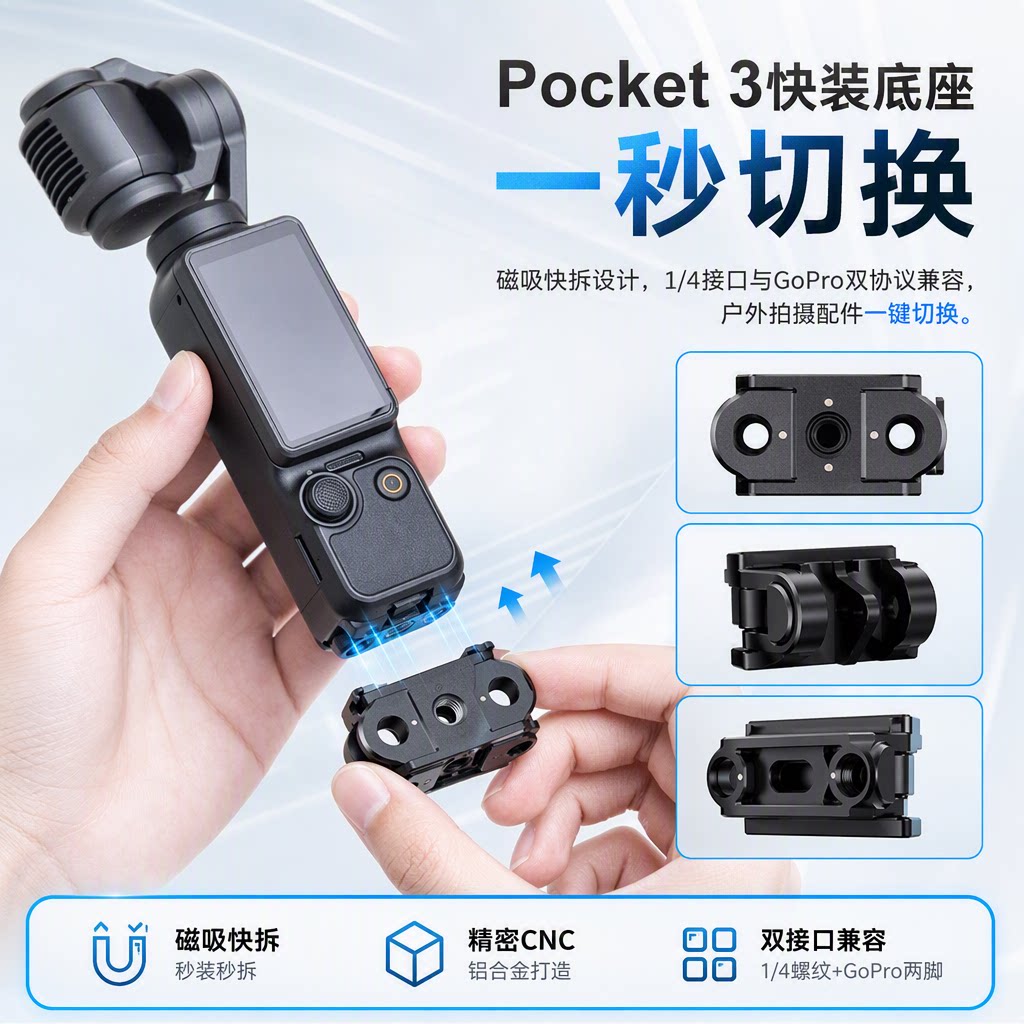 快自由适用大疆pocket3磁吸底座图片