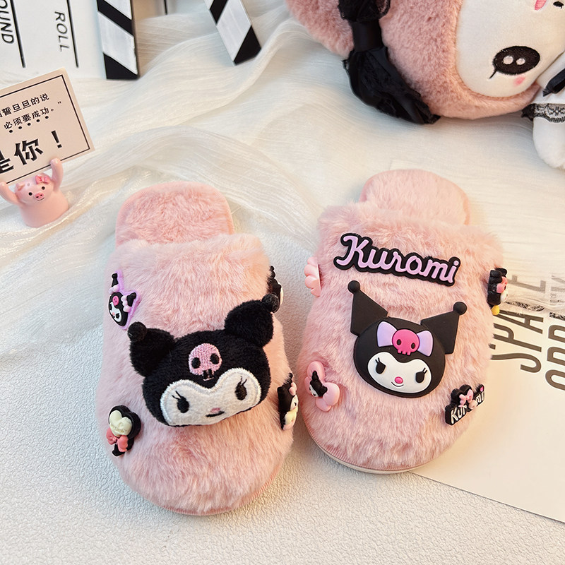 粉色小公主儿童棉拖鞋可爱女童冬季2025新款冬秋冬季冬天室内防滑