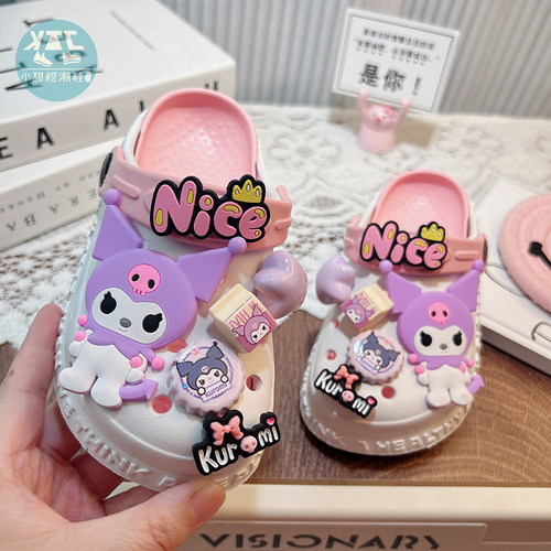 卡通时尚女童夏季透气防滑洞洞鞋