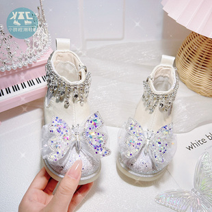 公主风女童潮酷马丁靴2025年新款秋冬款加绒靴子儿童鞋子冬季加绒