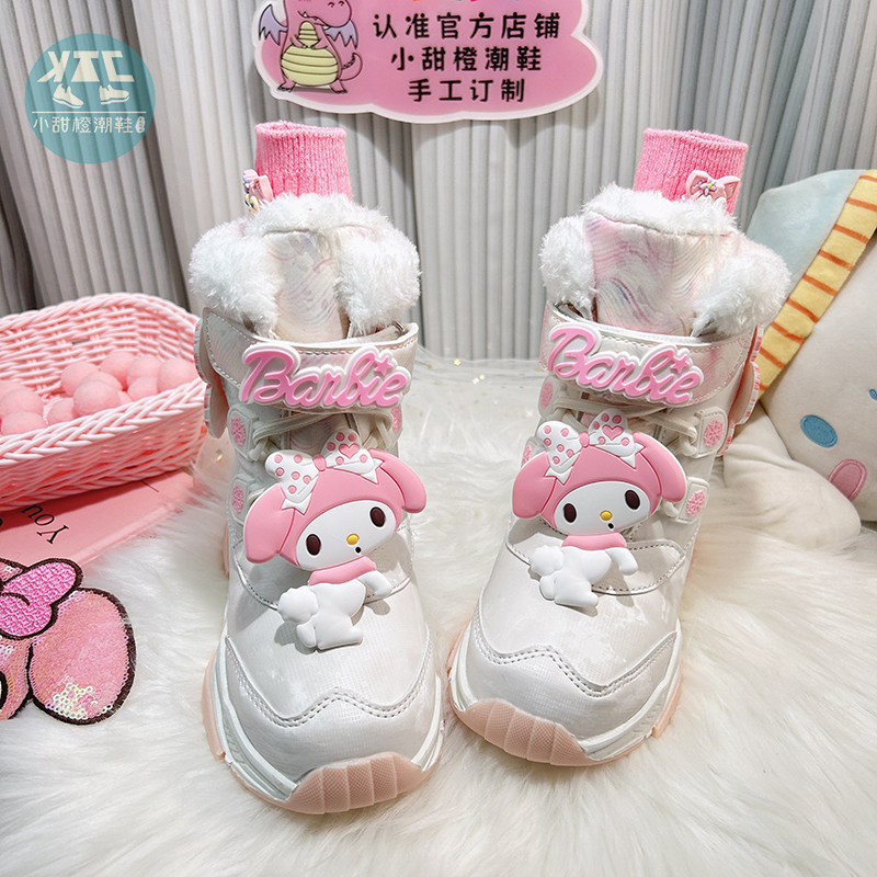 女童秋冬大棉防滑软底雪地靴公主