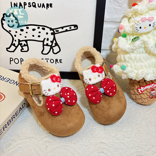 女童加绒勃肯鞋加棉冬鞋儿童2025新款冬厚底洋气二棉鞋子软底外穿