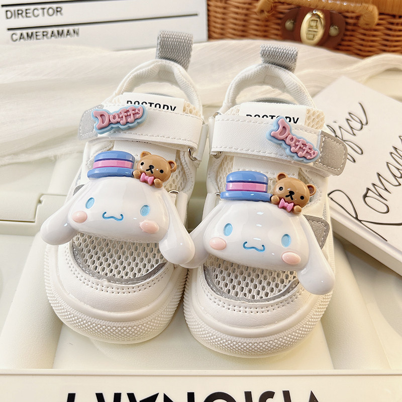 女童白色运动板鞋低帮鞋子夏季软底透气儿童镂空凉鞋2026新款夏款