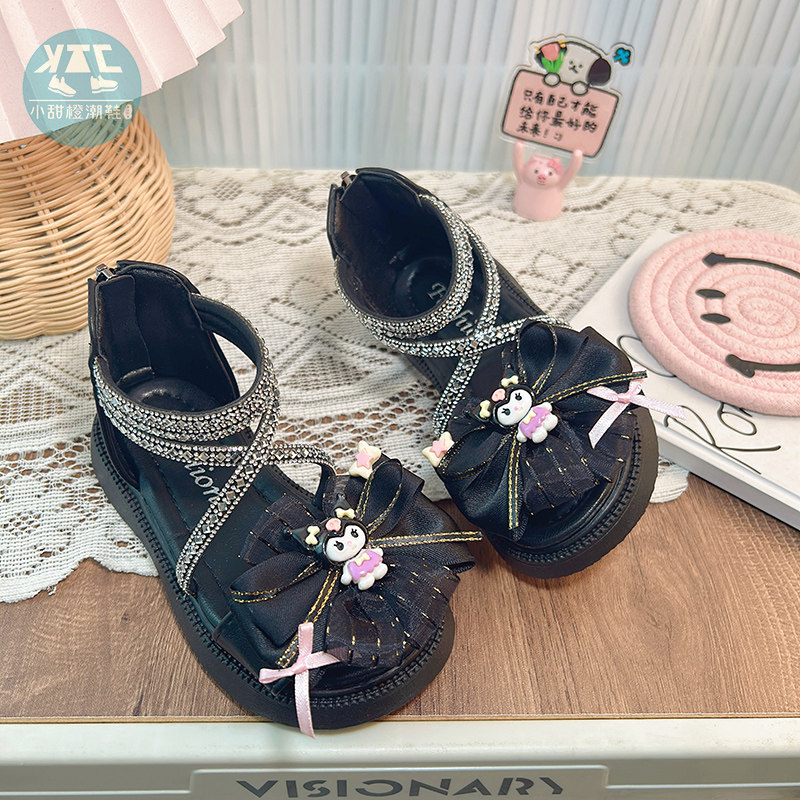 2025新款女童洋气罗马公主凉鞋夏季夏款女孩女宝巨好看甜美公主风