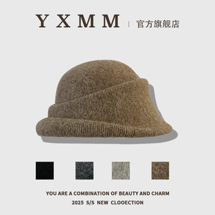 出口韩国定型卷边羊毛小礼帽女冬季保暖名媛风千金帽子显脸小盆帽