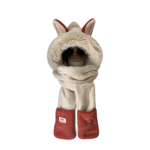 好运～火狐狸耳朵毛绒帽子女冬季保暖护耳雷锋帽子围巾手套骑车帽