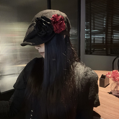 暗黑贝雷帽女春夏透气显脸小