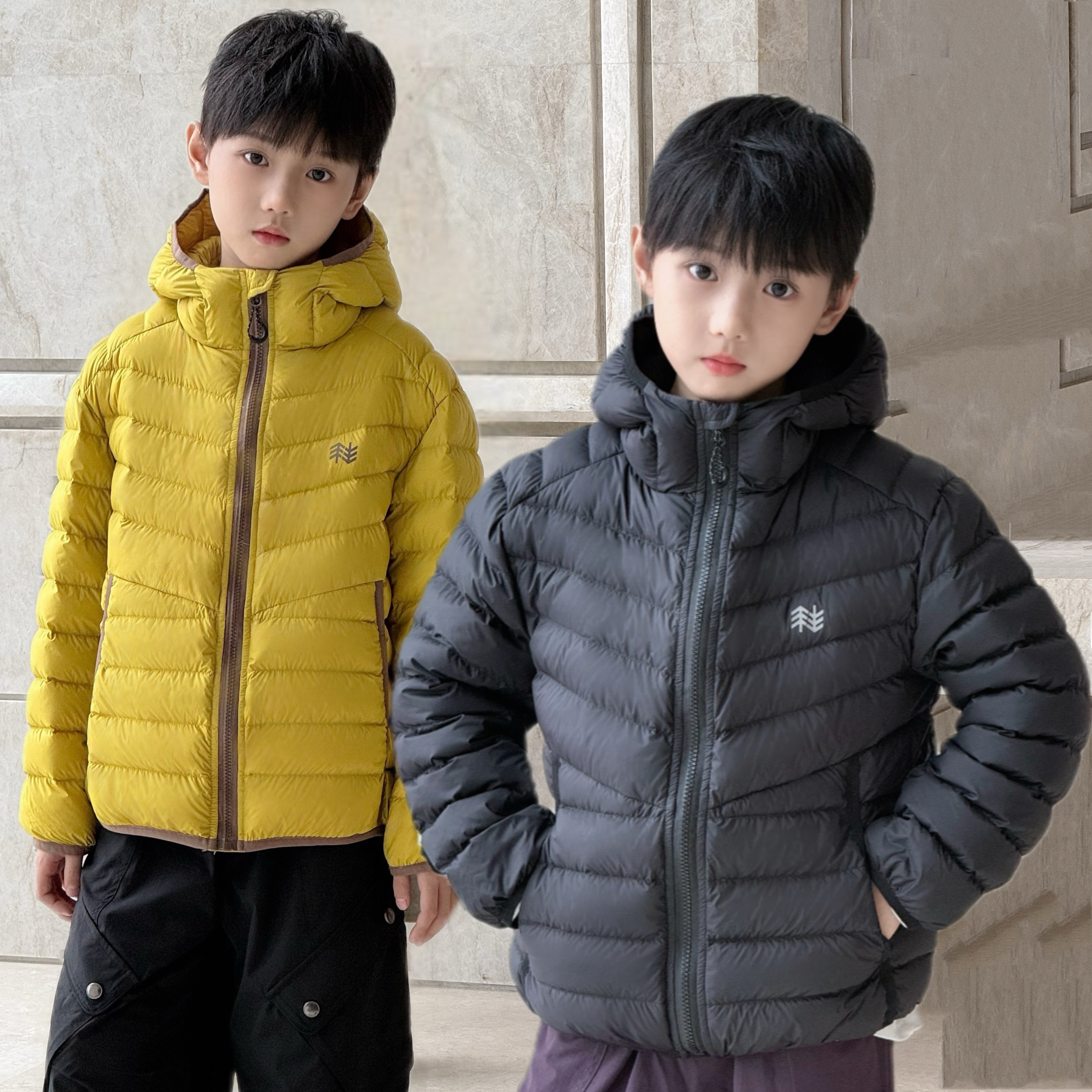 张恩朵童装【三防超轻防钻绒】儿童排骨羽绒服白鸭绒连帽羽绒外套