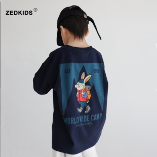 儿童长袖T恤春秋季户外潮牌童装中大童春装上衣打底衫帅气男孩t恤