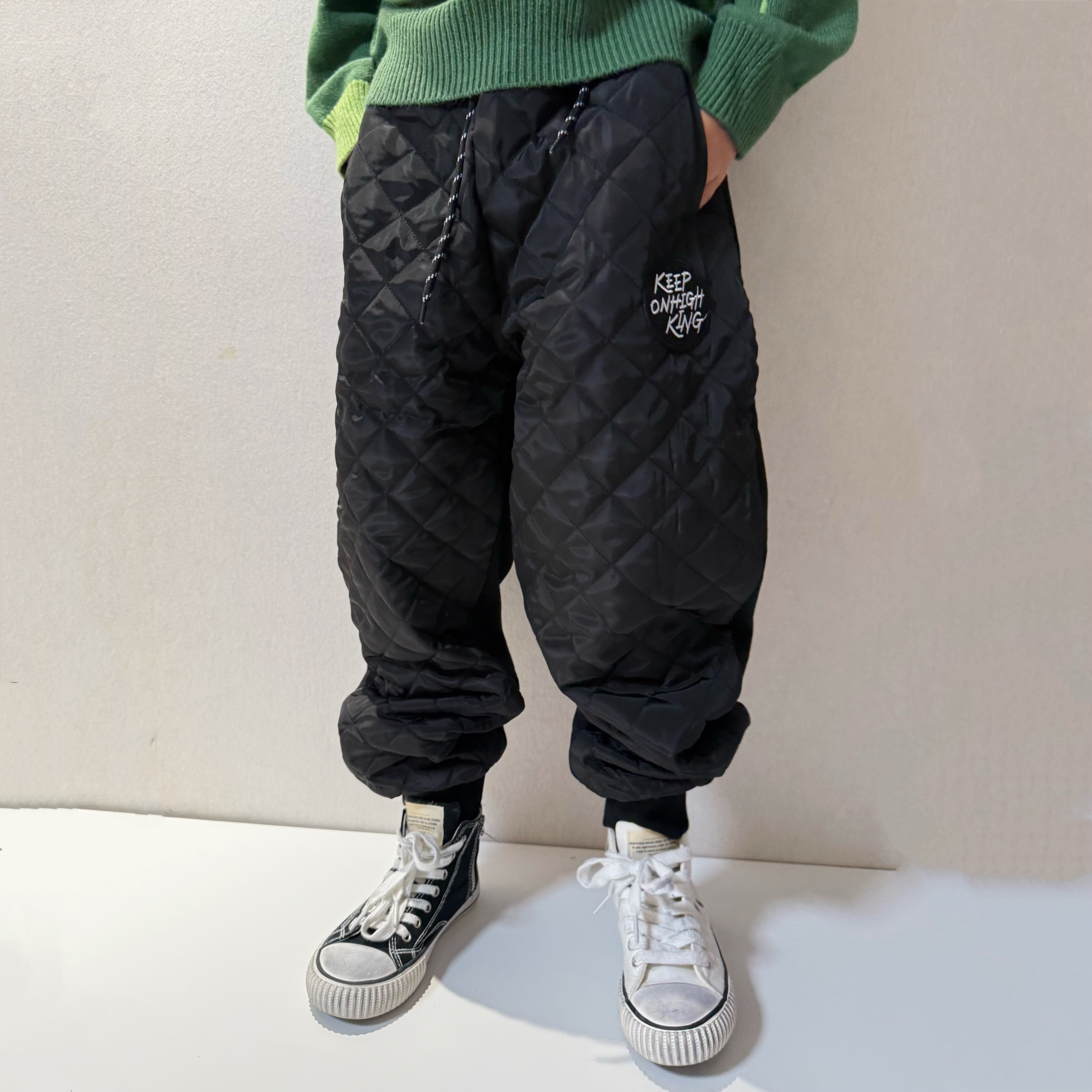 张恩朵童装冬季儿童3m有机棉裤男女童加厚保暖束脚卫裤加厚校园裤