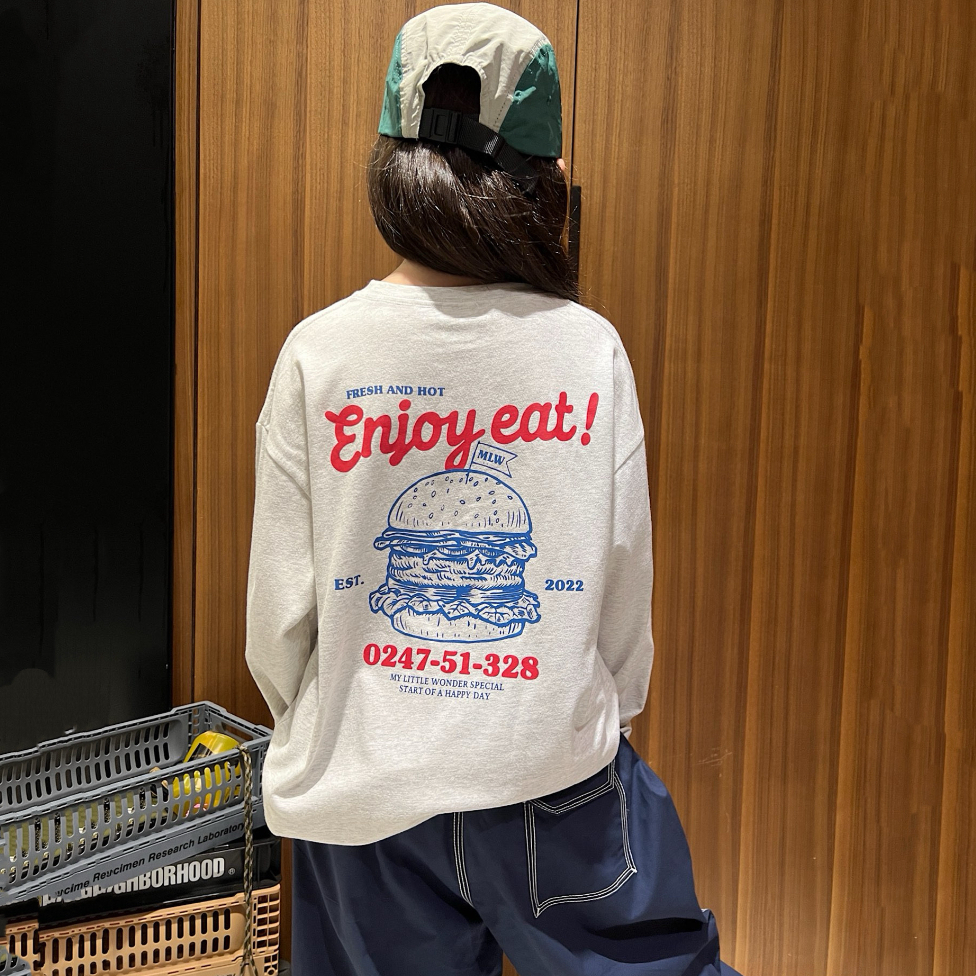 张恩朵童装春秋季儿童汉堡印花长袖T恤男女童纯棉圆领上衣打底衫