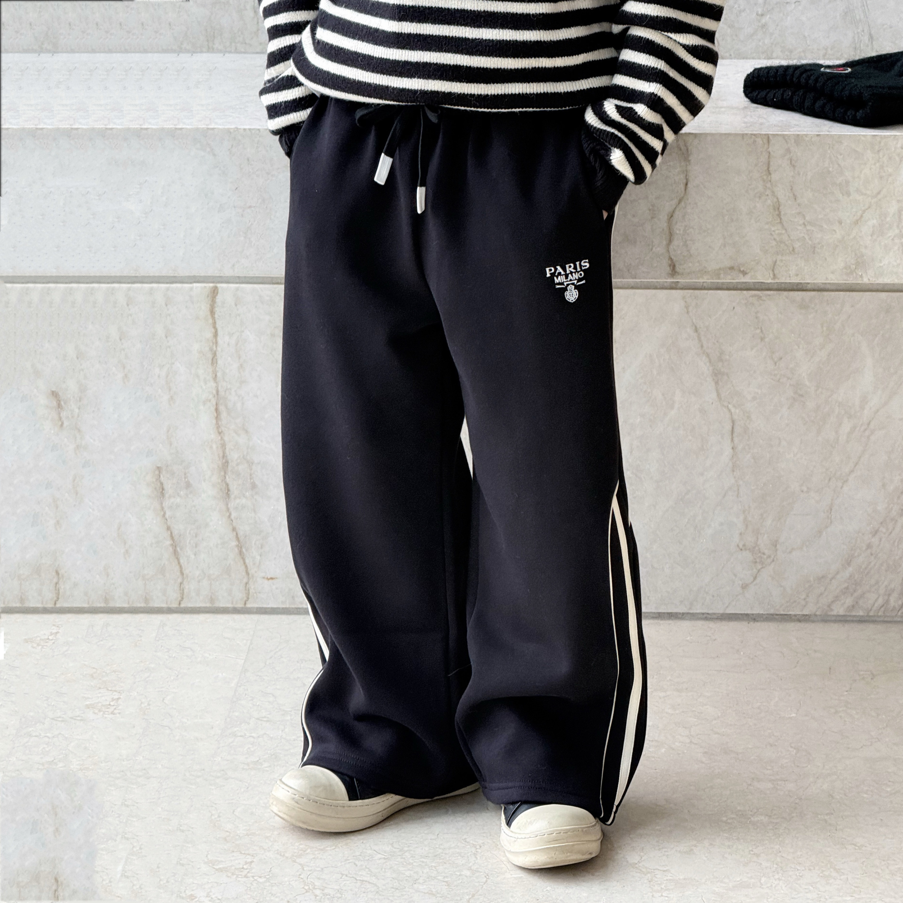 张恩朵童装儿童加绒直筒裤冬季男童加厚一体绒卫裤运动裤校服裤子