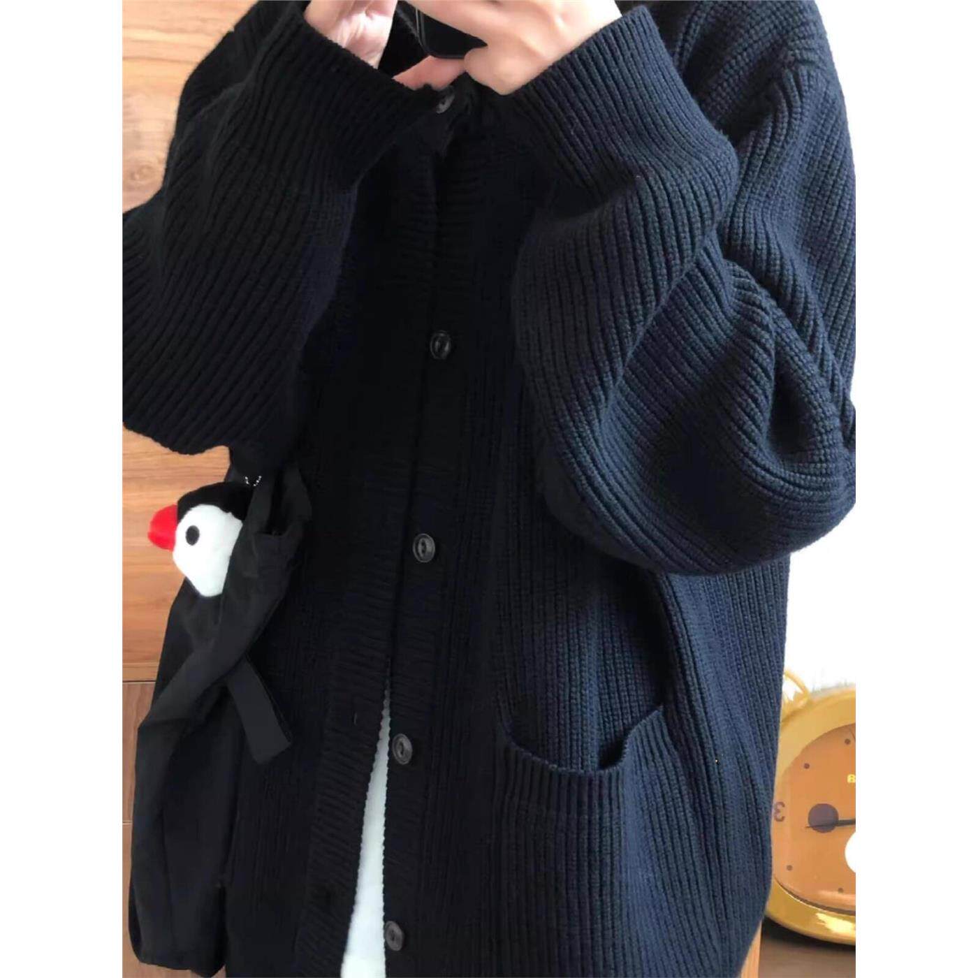 2024新款春秋外套韩系针织衫女秋冬宽松慵懒风加厚毛衣开衫季可甜