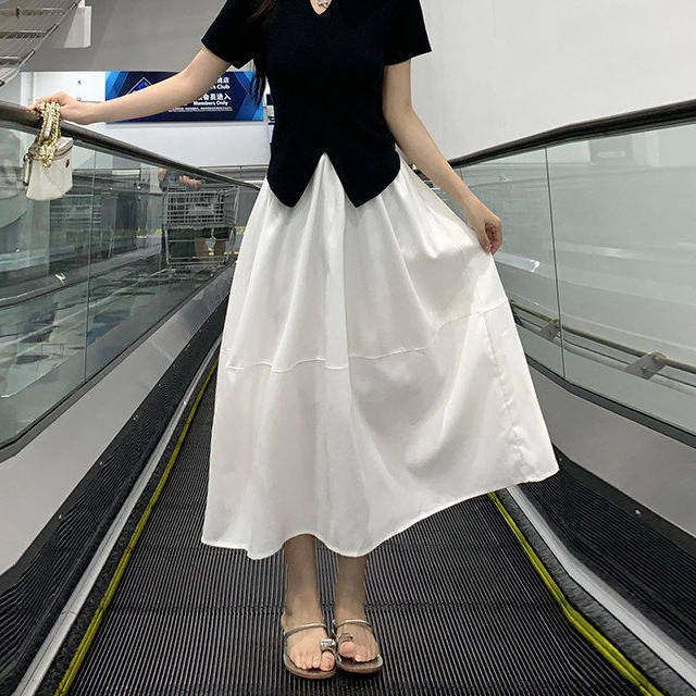 2026春夏季新款白色半身中长裙女小个子梨型身材百搭巨好看的下装