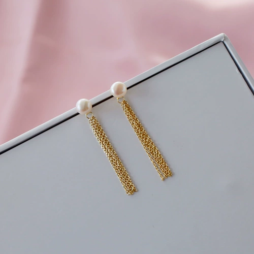 Золотые ретро милые серьги из жемчуга, серебро 925 пробы, легкий роскошный стиль