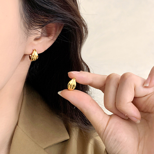 999纯银足银耳针树叶耳扣 2025新轻奢小众耳钉独特设计高级感耳环