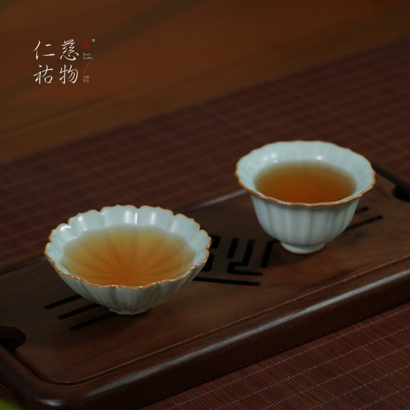 汝窑主人杯单杯陶瓷茶杯复古风汝瓷天青色茶盏品茗杯沐兰翠羽对杯