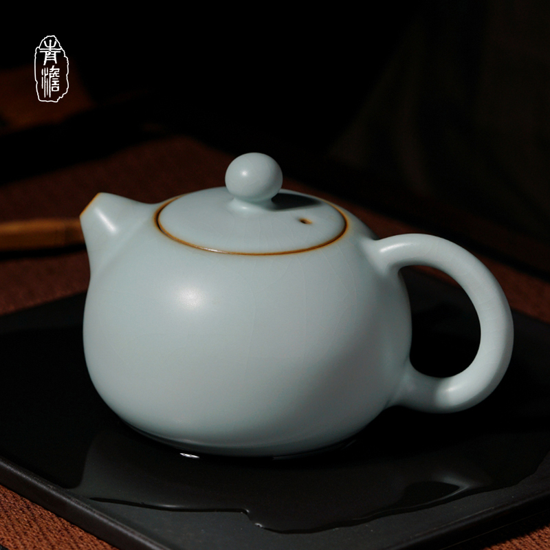 青澹汝窑茶壶景德镇手工陶瓷