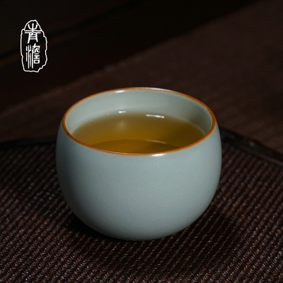 青澹汝窑青玉杯陶瓷主人杯彷古景德镇瓷器手工汝瓷功夫茶杯天青色