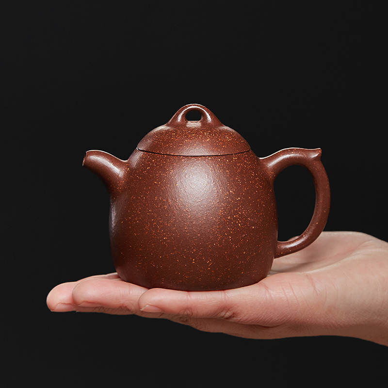 宜兴紫砂壶原矿紫降坡小品壶