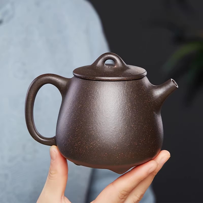 宜兴紫砂壶手工高石瓢黑泥泡茶壶