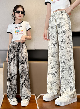 女童夏季薄款冰丝阔腿裤
