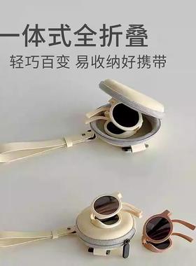 墨镜儿童太阳眼镜可折叠时尚宝宝遮阳镜新款男女童眼镜撞色防晒镜