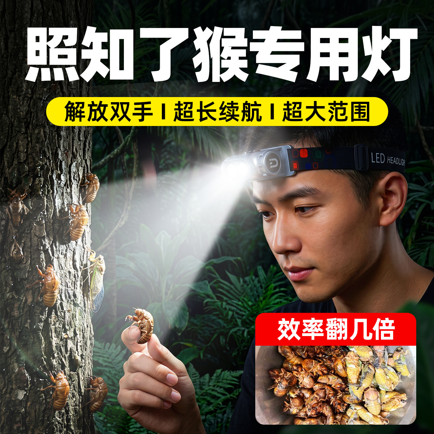 照知了猴专用头灯强光便携长续航图片