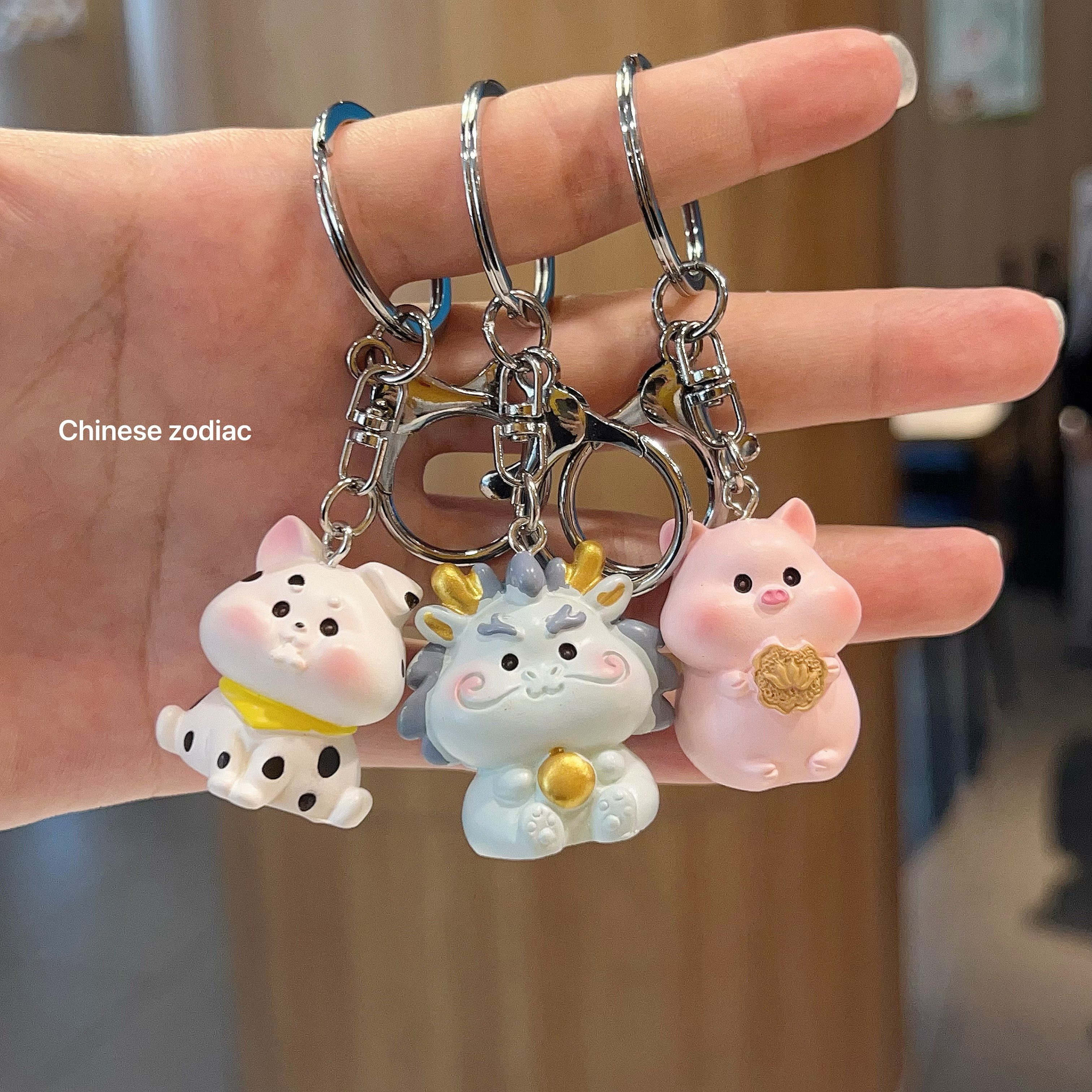 卡通十二生肖钥匙扣女书包挂件公仔本命龙蛇虎小饰品送情侣钥匙链