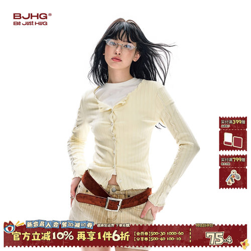 BJHG短款开衫毛衣修身外搭针织衫