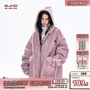 保暖连帽皮毛一体棉衣外套女 新款 BJHG不计后果美式 复古棉服男冬季