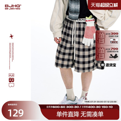BJHG轻薄格子短裤男款