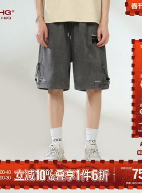 BJHG不计后果环保麂皮绒工装短裤男夏季休闲潮美式宽松运动五分裤