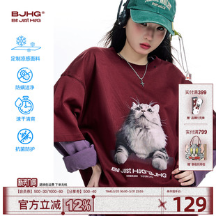 BJHG不计后果小猫T恤短袖 宽松速干半袖 男夏季 美式 女 新款 陈赫同款