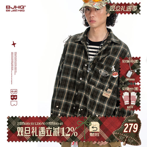 BJHG格子衬衫男款2025新款