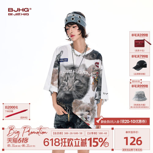BJHG猫朋狗友网眼短袖t恤男夏季