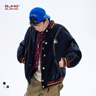 BJHG不计后果夹棉棒球服棉服男款 运动棉衣羊毛上衣厚外套女 冬美式