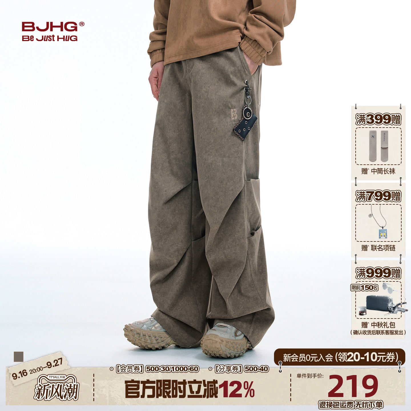 BJHG美式伞兵裤子复古工装裤图片