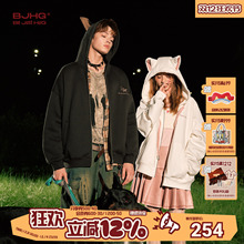 BJHG不计后果杜宾犬卫衣男款冬季新款潮牌美式重磅情侣加绒外套女