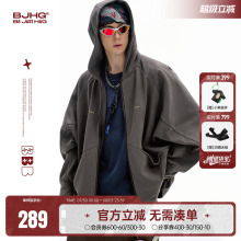 BJHG不计后果美式卫衣男款秋2025新款潮牌拉链重磅开衫连帽外套女