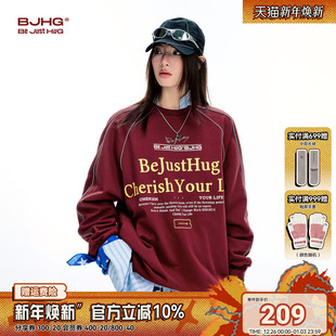 BJHG不计后果美式 秋冬潮牌重磅暖皮宽松情侣上衣女 卫衣男2025新款