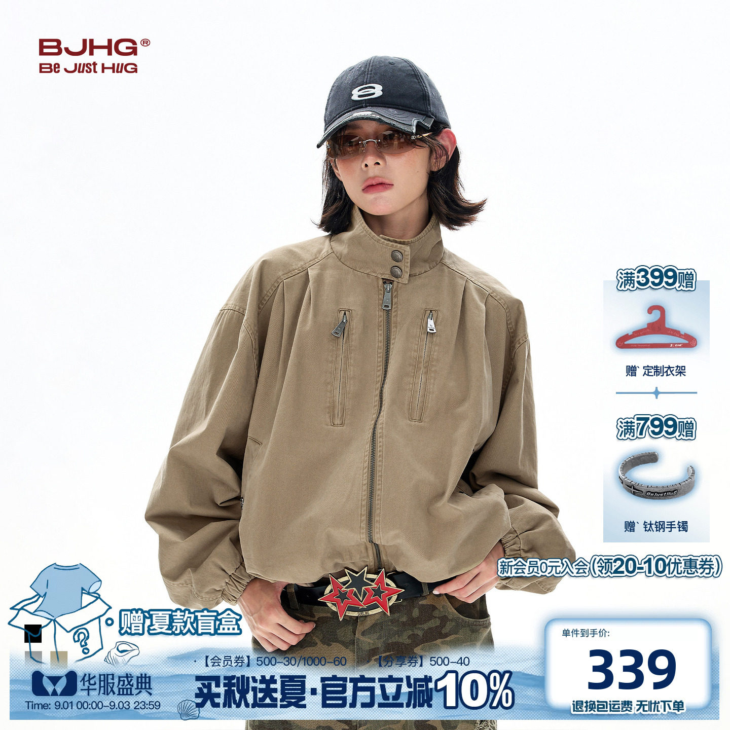 BJHG机能风工装夹克外套短款女款图片
