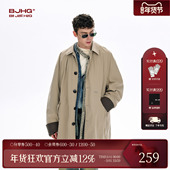 BJHG不计后果风衣外套男款 大衣女 中长款 春季 潮牌翻领夹克慵懒韩式