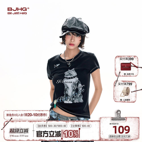 BJHG猫咪短袖T恤女夏季新款上衣